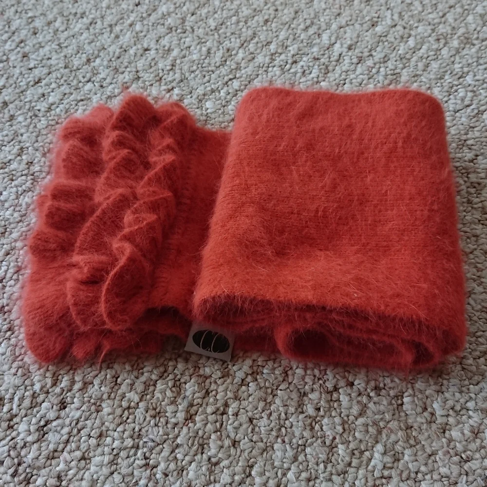C.C orange color Ruffled angora Scarf